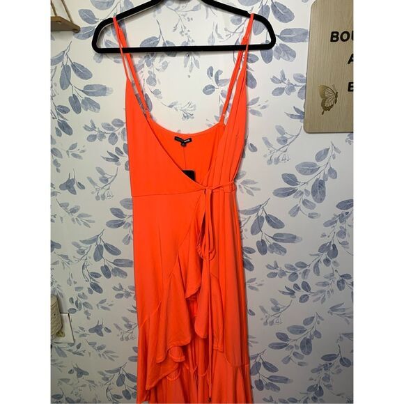 Fashion Nova Every Strut Wrap Maxi Dress NWT Coral Size M - Picture 7 of 8